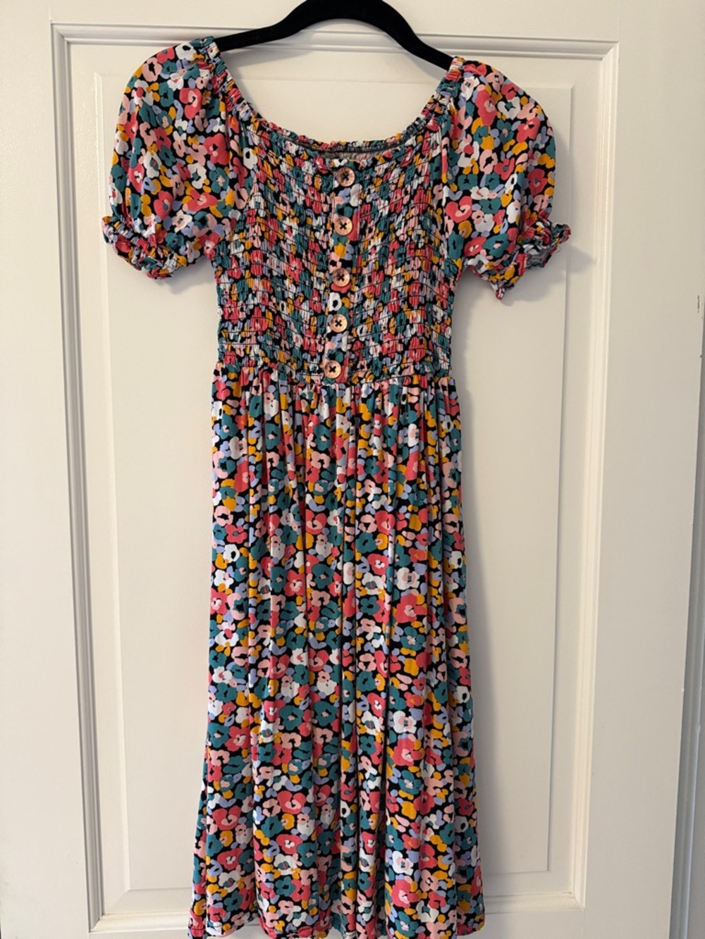 Vince Camuto Girls Long Floral Dress in Black Multicolor, Sz. 10